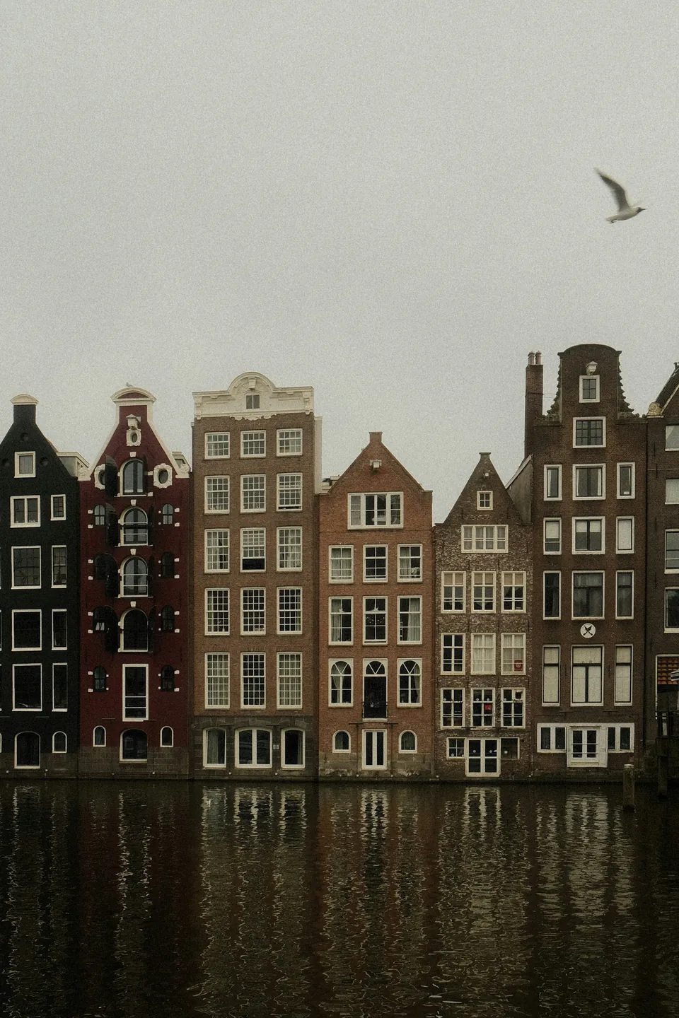 Amsterdamse grachtenpanden aan het water